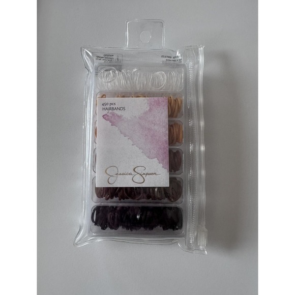 Jessica Simpson 450 Piece Hairbands, Elastics Assorted Colors Elatic Hair Ties - Picture 1 of 2